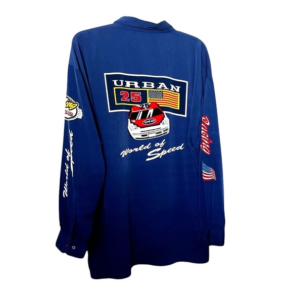 Vintage 90s Streetwear Mens Shirt Spell Out Racing Collared Button Size 2XL - Picture 2 of 9